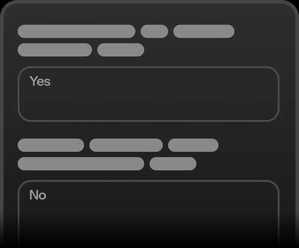 Form interface showing limited yes/no options